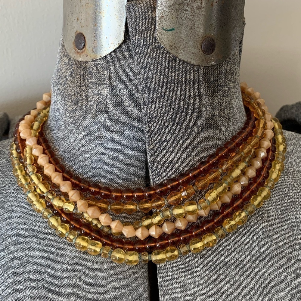 Vintage Amber Bohemian Beads Bearded Necklace